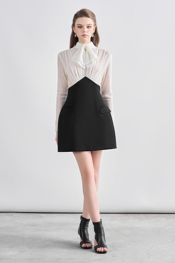 Katherine A-line Bow Tie Chanel Mini Dress