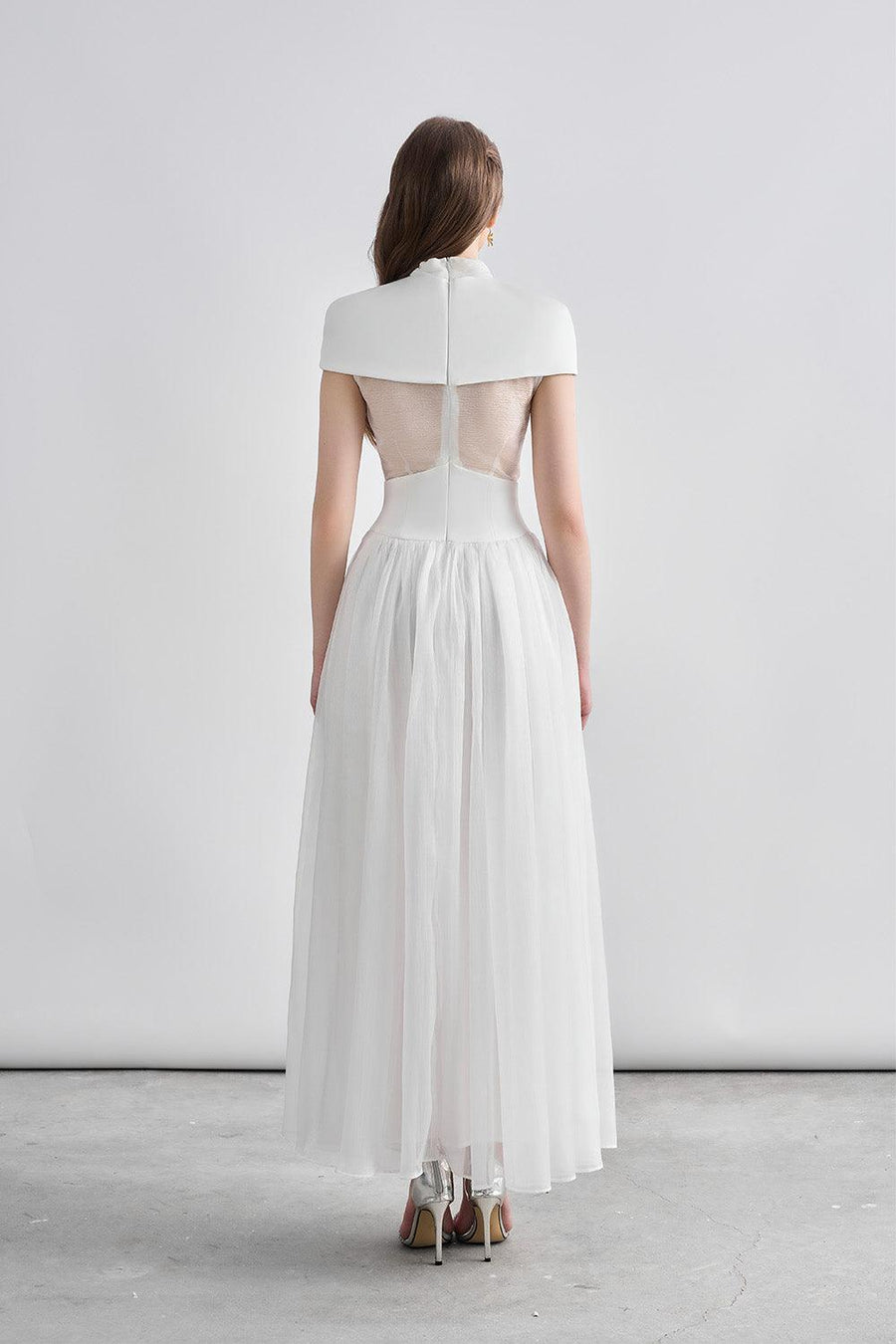 Kathryn Fit and Flare Cape Shoulder Chanel Maxi Dress Maxi Dress Cordia