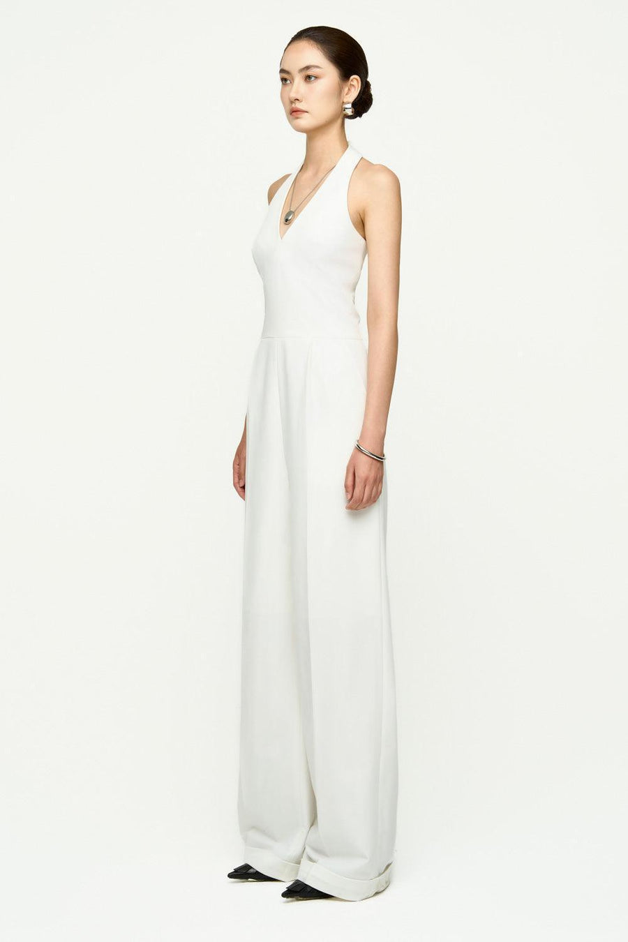 Katie Halter Side Pocket Twill Floor Length Jumpsuit 5