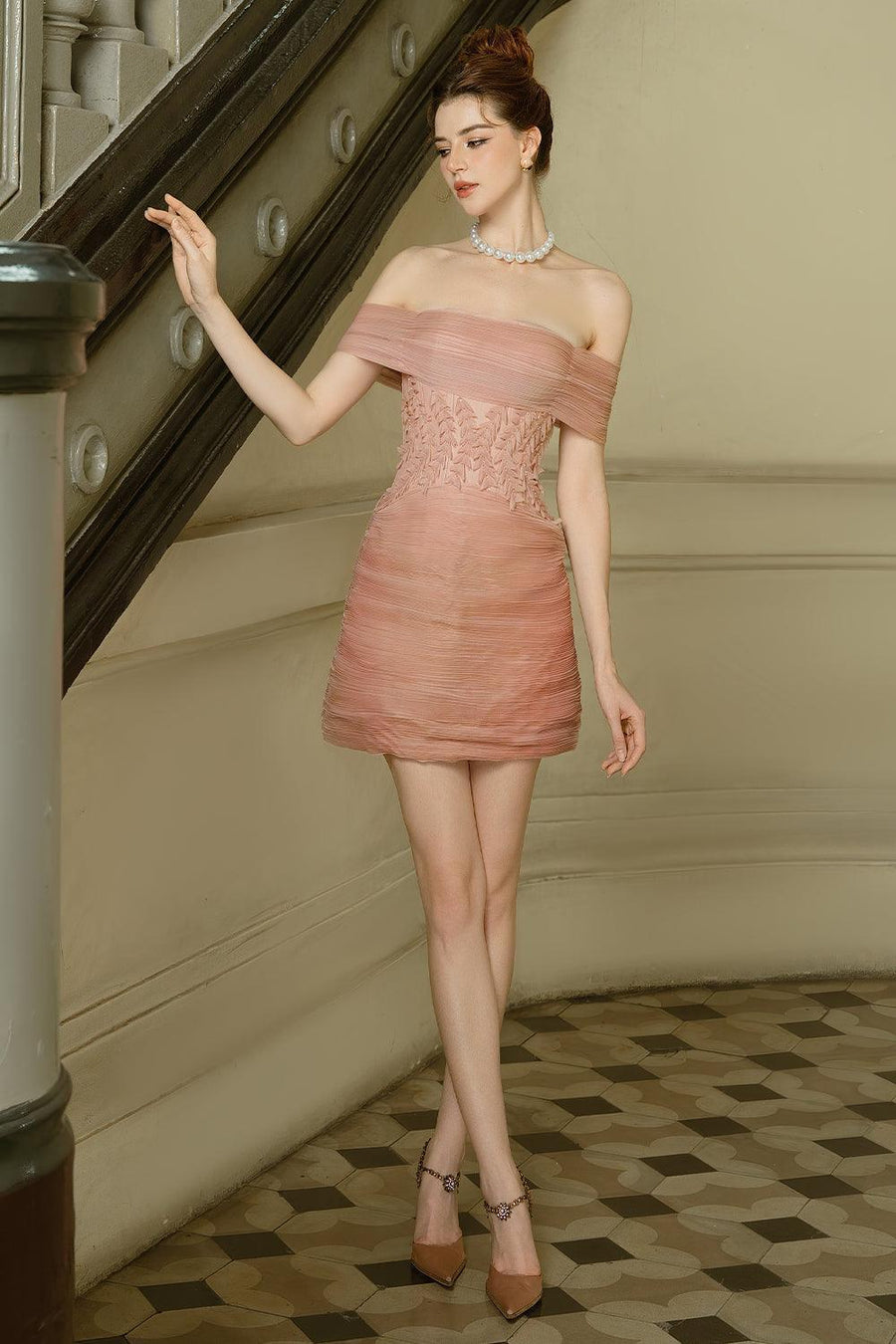 Kaylin A-line Off-Shoulder Organza Mini Dress Mini Dress Calista de Minh Thanh