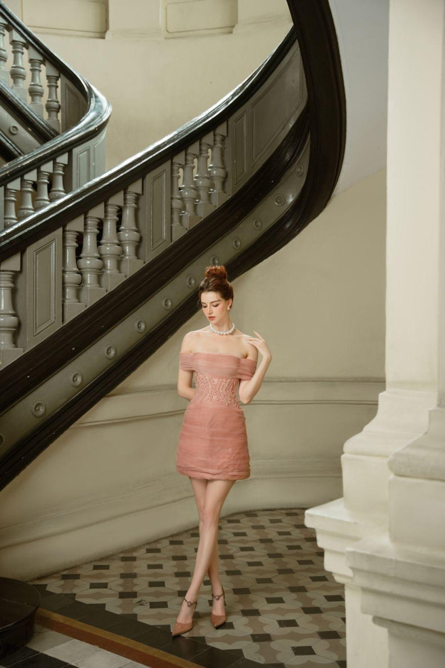 Kaylin A-line Off-Shoulder Organza Mini Dress Mini Dress Calista de Minh Thanh
