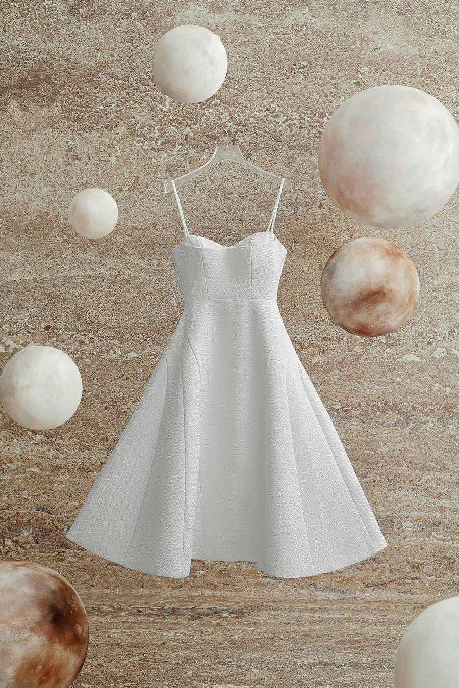 Keelin A-line Sweetheart Neck Tweed Midi Dress Midi Dress Delicate