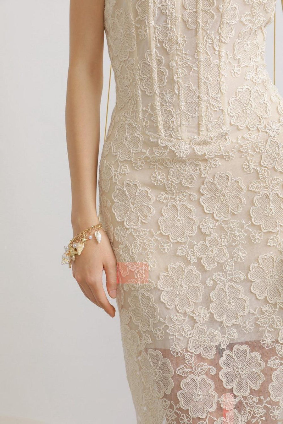 Keira Strapless Corset Waist Lace Midi Dress Midi Dress LASSY