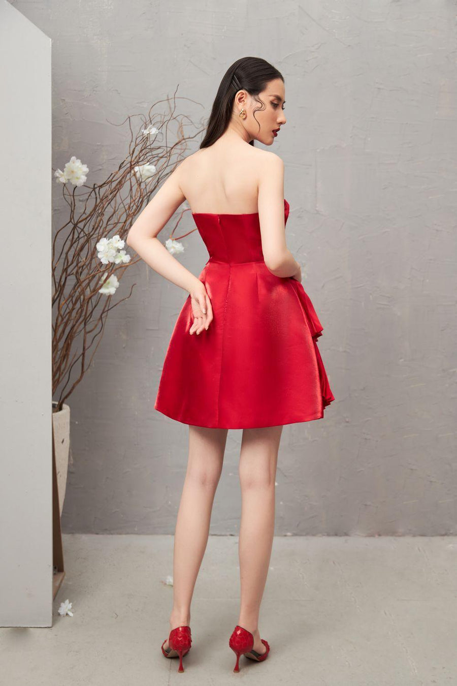 Kelsey Strapless Pleated Taffeta Mini Dress 10