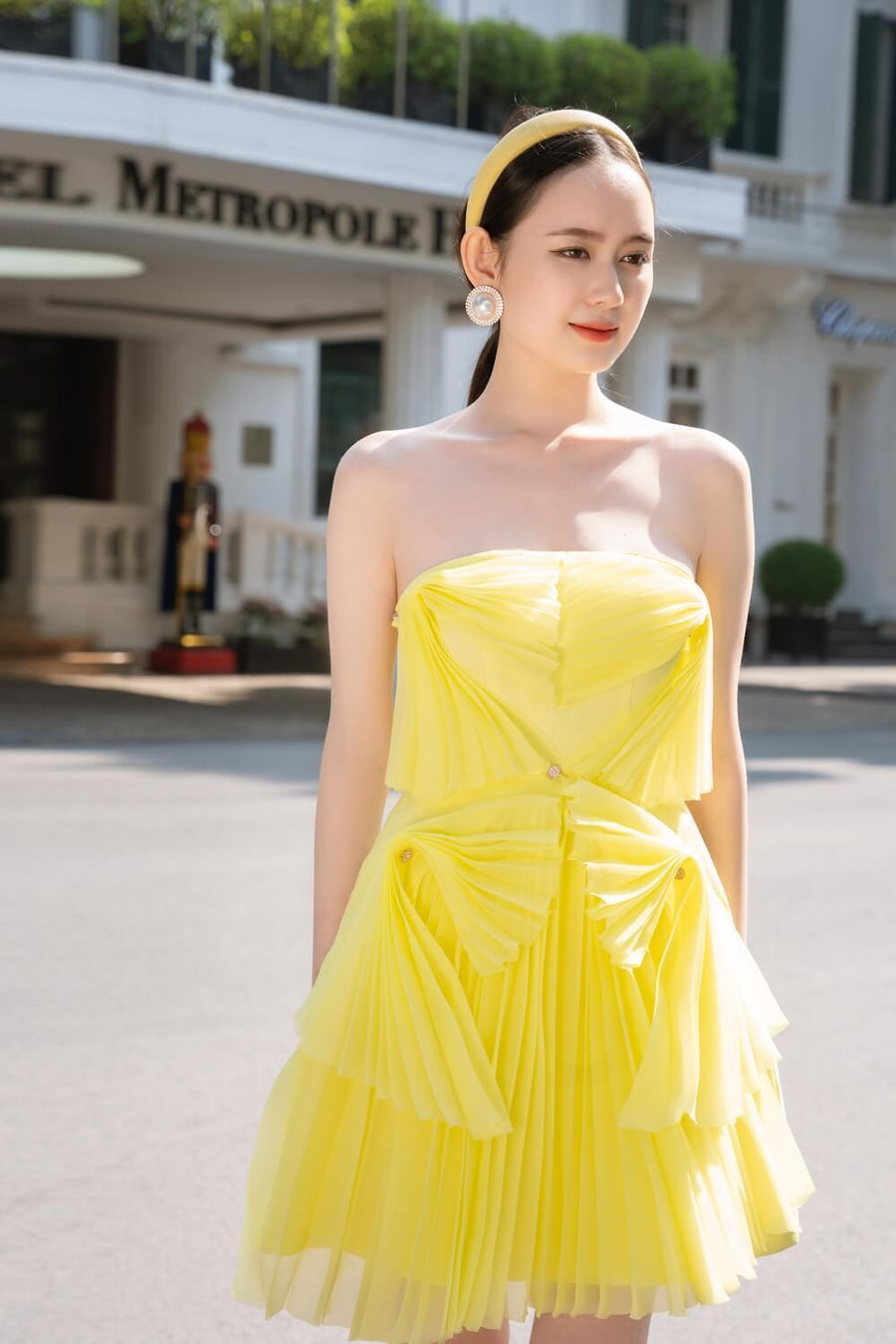 Kelsey Strapless Pleated Taffeta Mini Dress 2