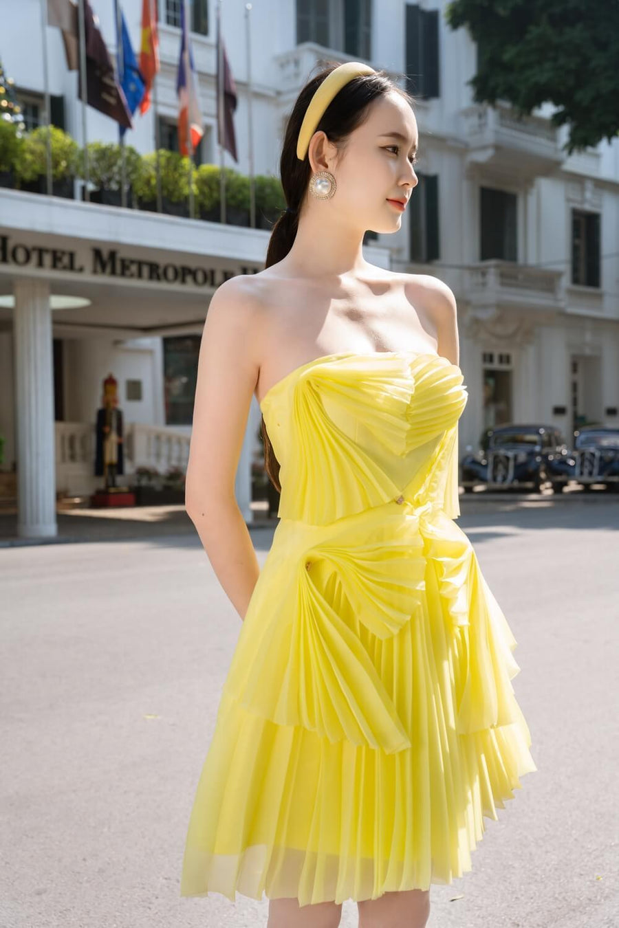 Kelsey Strapless Pleated Taffeta Mini Dress 4