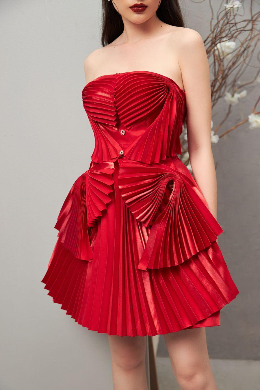 Kelsey Strapless Pleated Taffeta Mini Dress 7