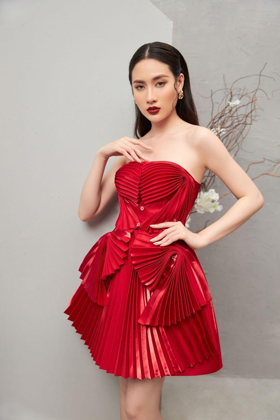 Kelsey Strapless Pleated Taffeta Mini Dress 9