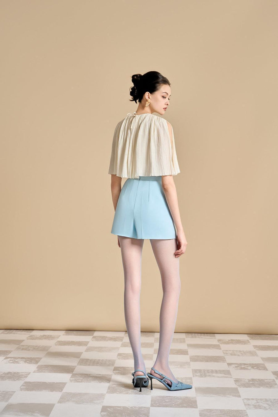 Kennedi Straight High Waist Polyester Mini Shorts Shorts Maison des Copains