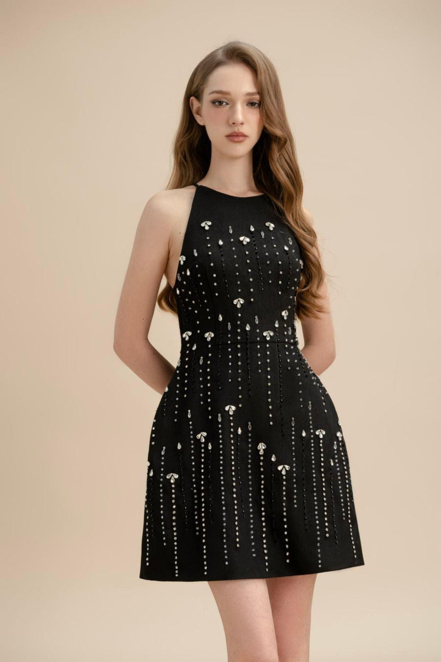 Kestrel Sheath Stone Scuba Crepe Mini Dress Mini Dress LAMORIS