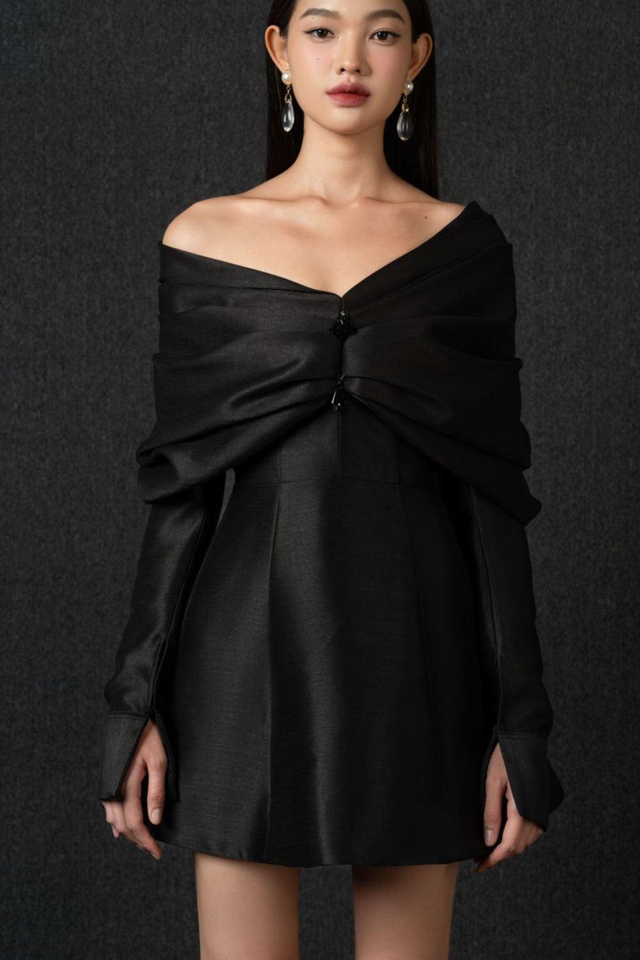 Kieran A-line Off-Shoulder Taffeta Mini Dress Mini Dress Pesty