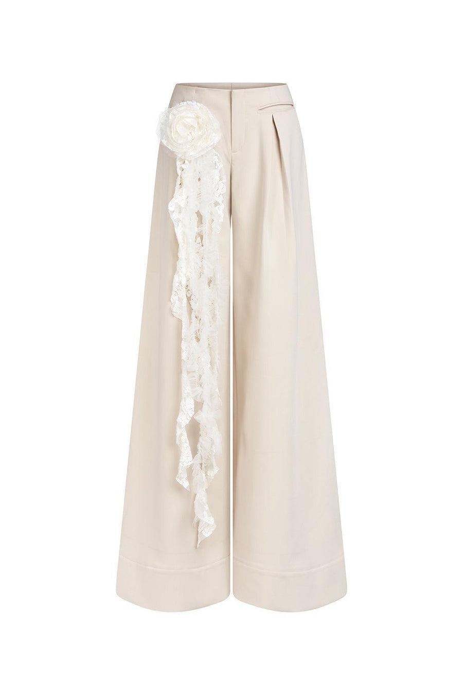 Kinley Flared Pleated Wool Floor Length Pants Pants LASSY