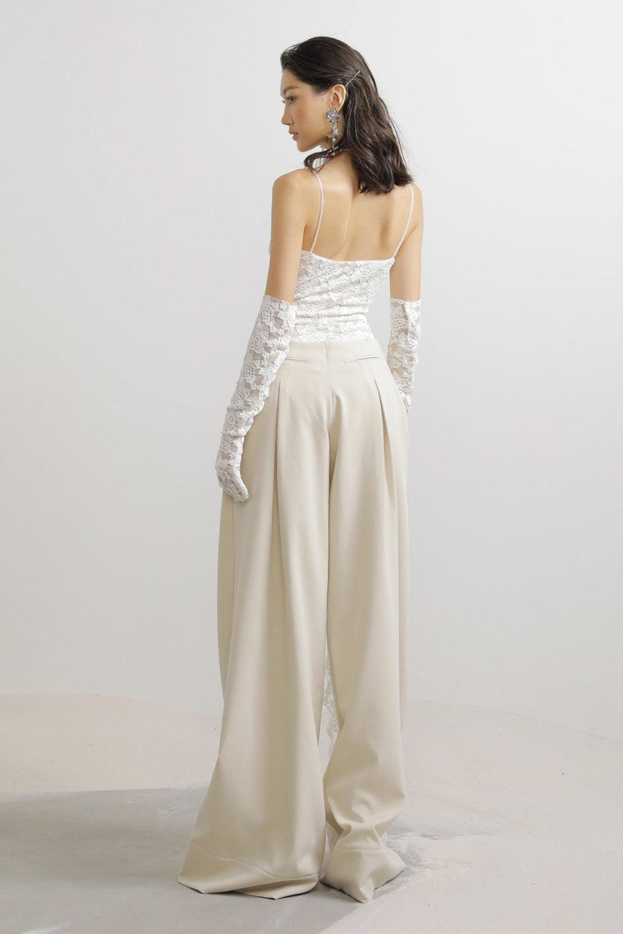 Kinley Flared Pleated Wool Floor Length Pants Pants LASSY