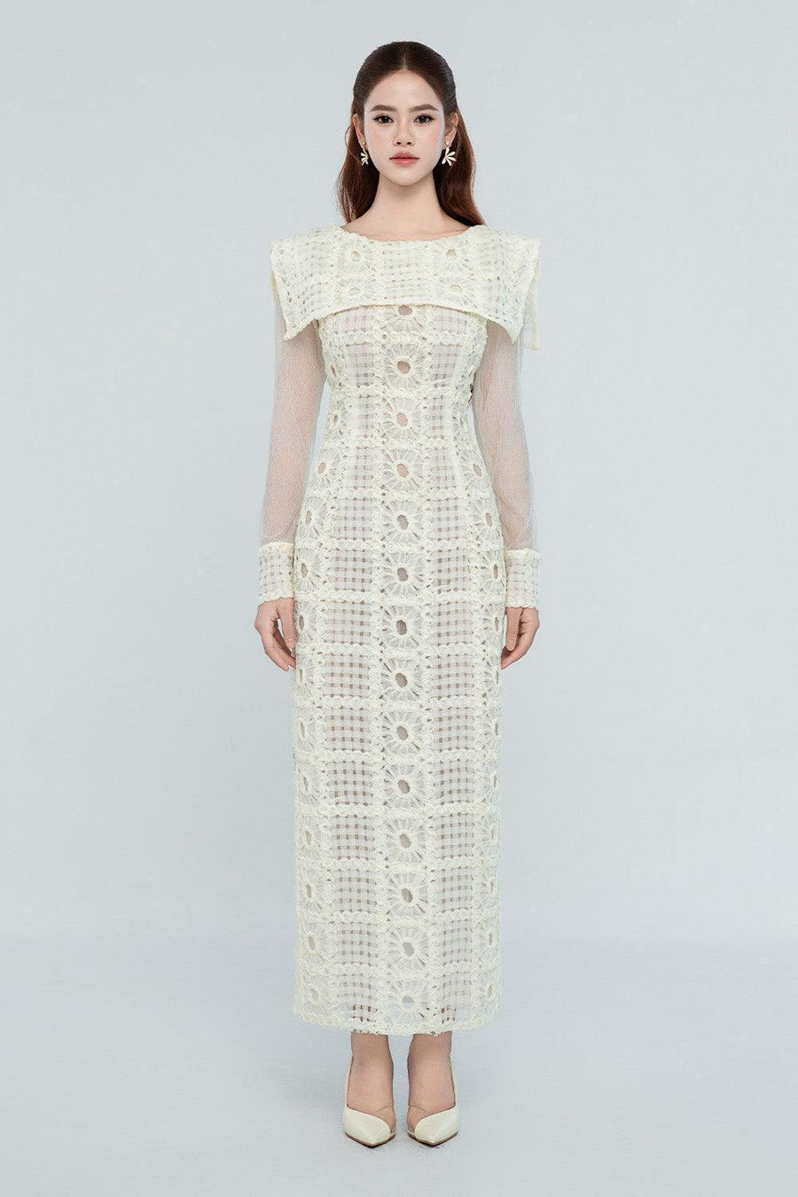 Kinley Sheath Cape Shoulder Chanel Midi Dress Midi Dress Cordia