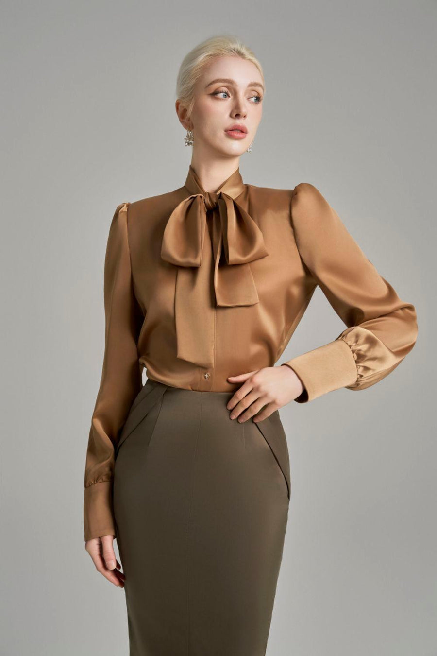 Kori Pegged Side Pleated Silk Midi Skirt Skirt Cordia