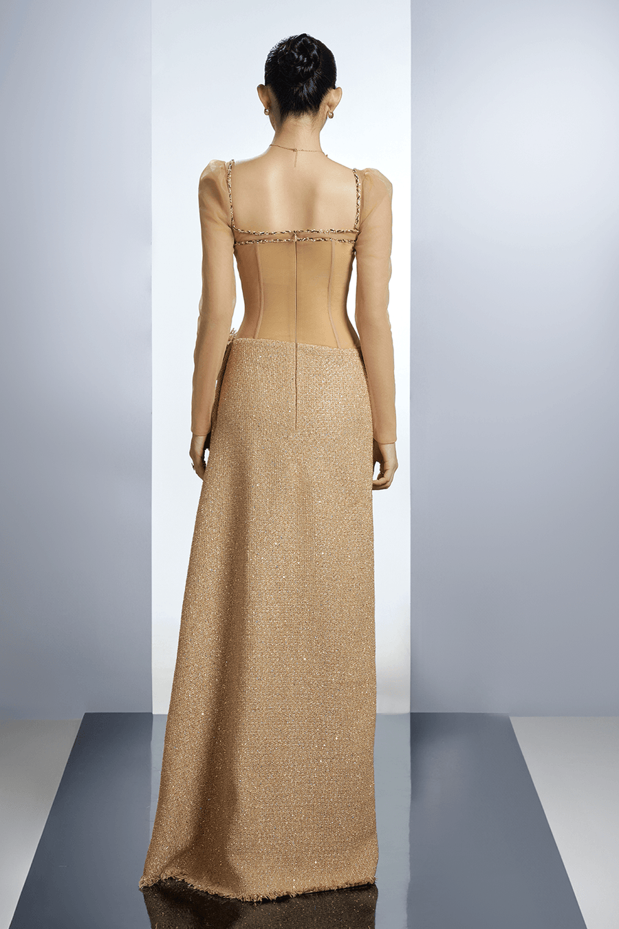 Lyanna Sheath Square Neck Polyester Floor Length Dress