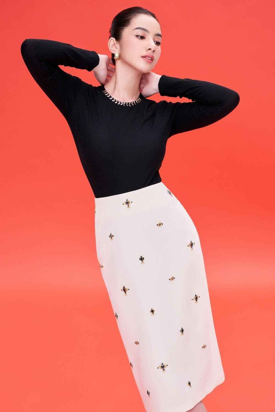 Laila Bodycon Scoop Neck Viscose Top