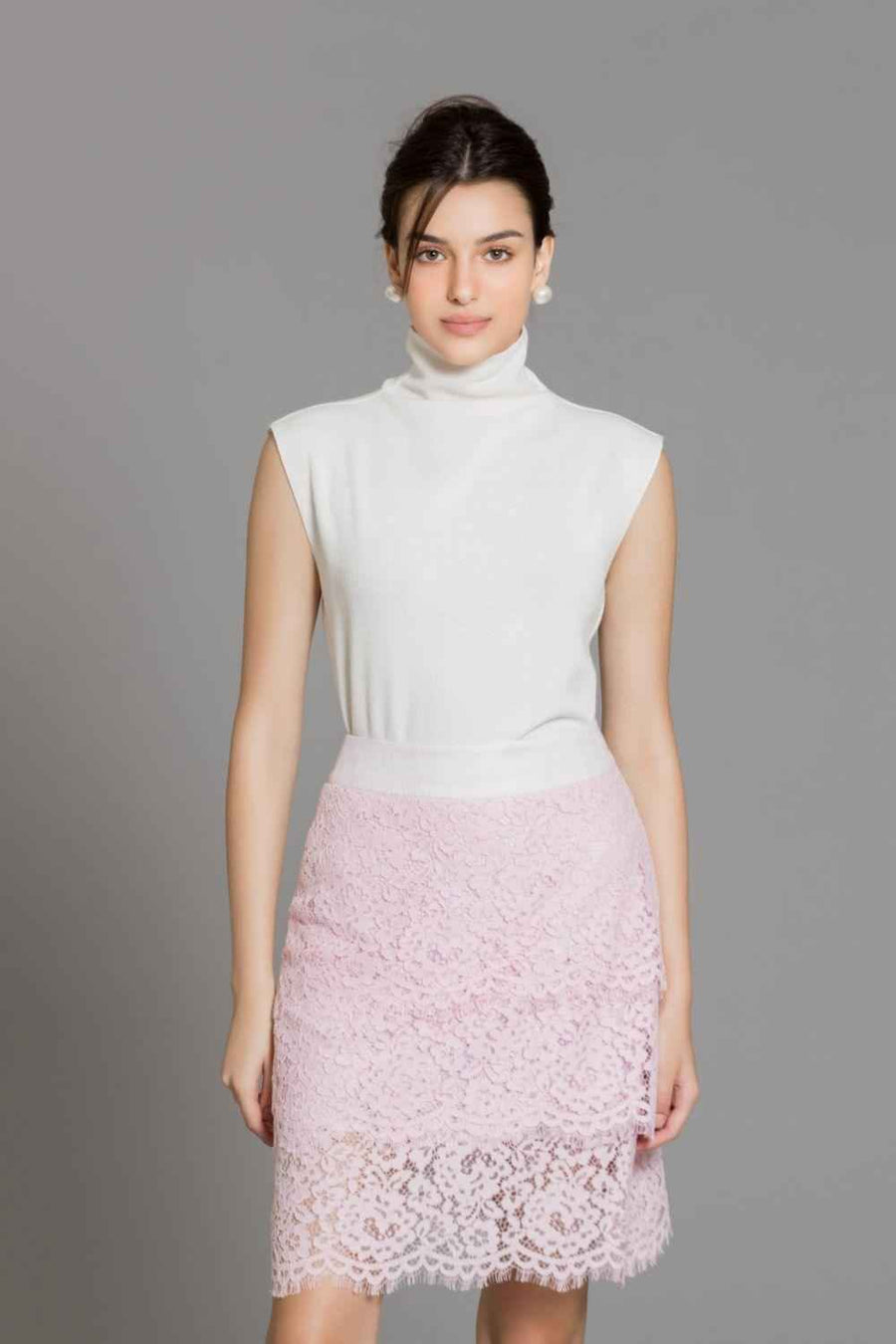 Lakelyn A-line High Waist Lace Mini Skirt