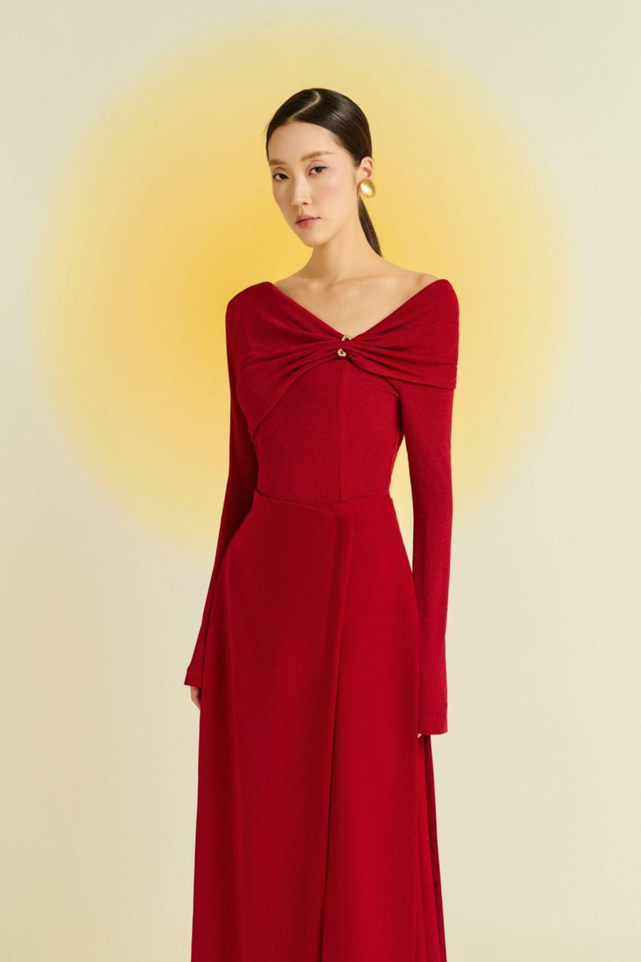 Laly Bodycon Long Sleeved Spandex Top Red Long Sleeved Top Eegen Studio