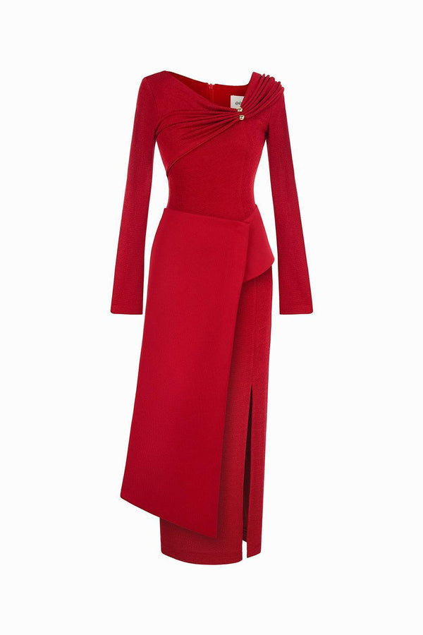 Laly Sheath Extended Flap Spandex Taffeta Ankle Length Dress Maxi Dress Eegen Studio
