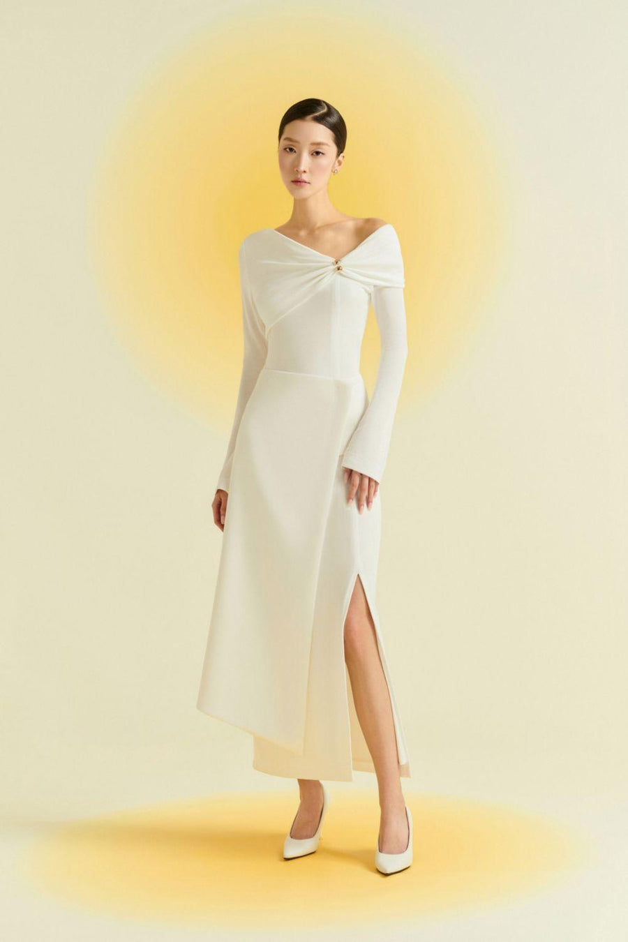 Laly Sheath Extended Flap Spandex Taffeta Ankle Length Dress Maxi Dress Eegen Studio