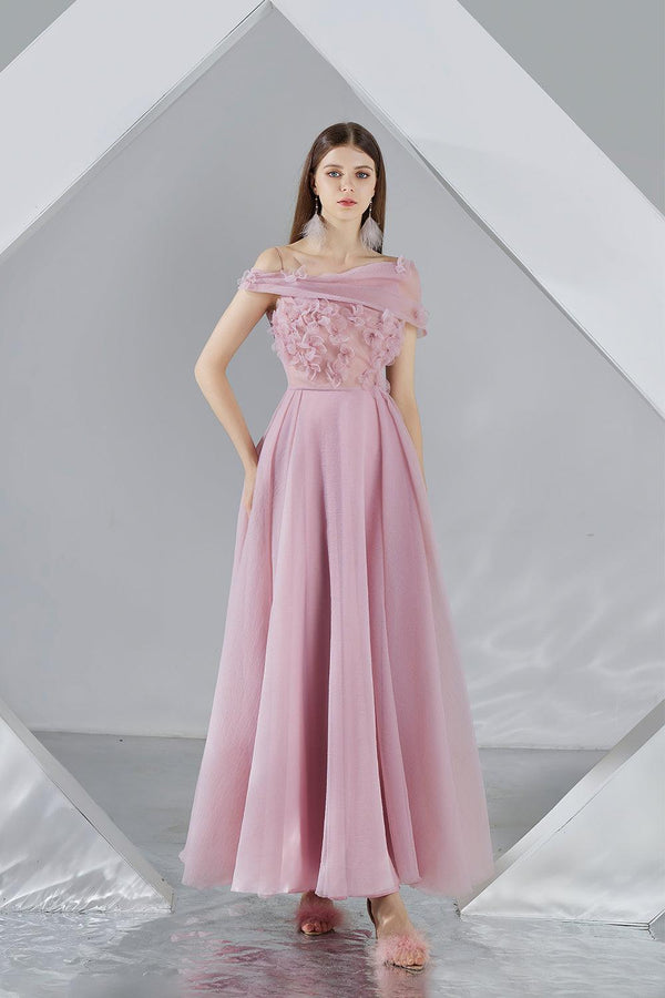 Lanney Fit and Flare Flower Applique Organza Maxi Dress 1