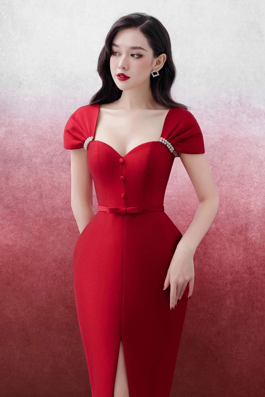 Laramie Pegged Sweetheart Neck Trerena Taffeta Midi Dress Burgundy Midi Dress Delicate