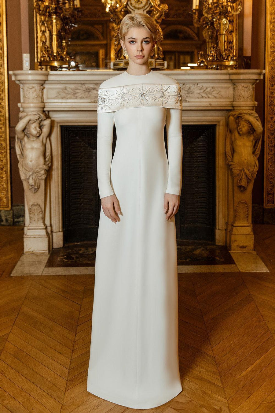 Laughter A-line Long Sleeved Crepe Floor Length Dress 1