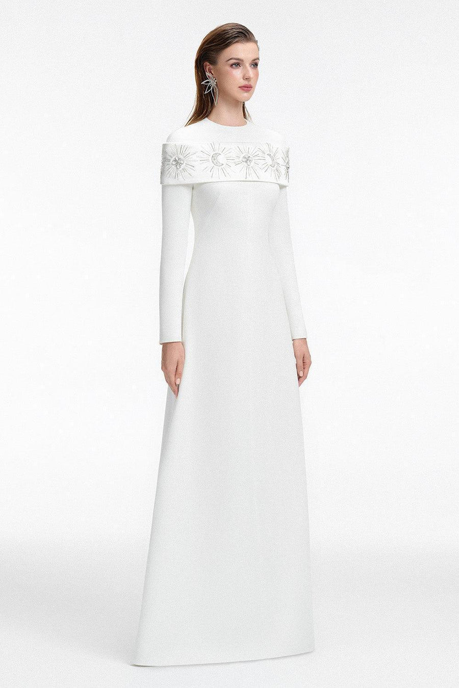 Laughter A-line Long Sleeved Crepe Floor Length Dress 10
