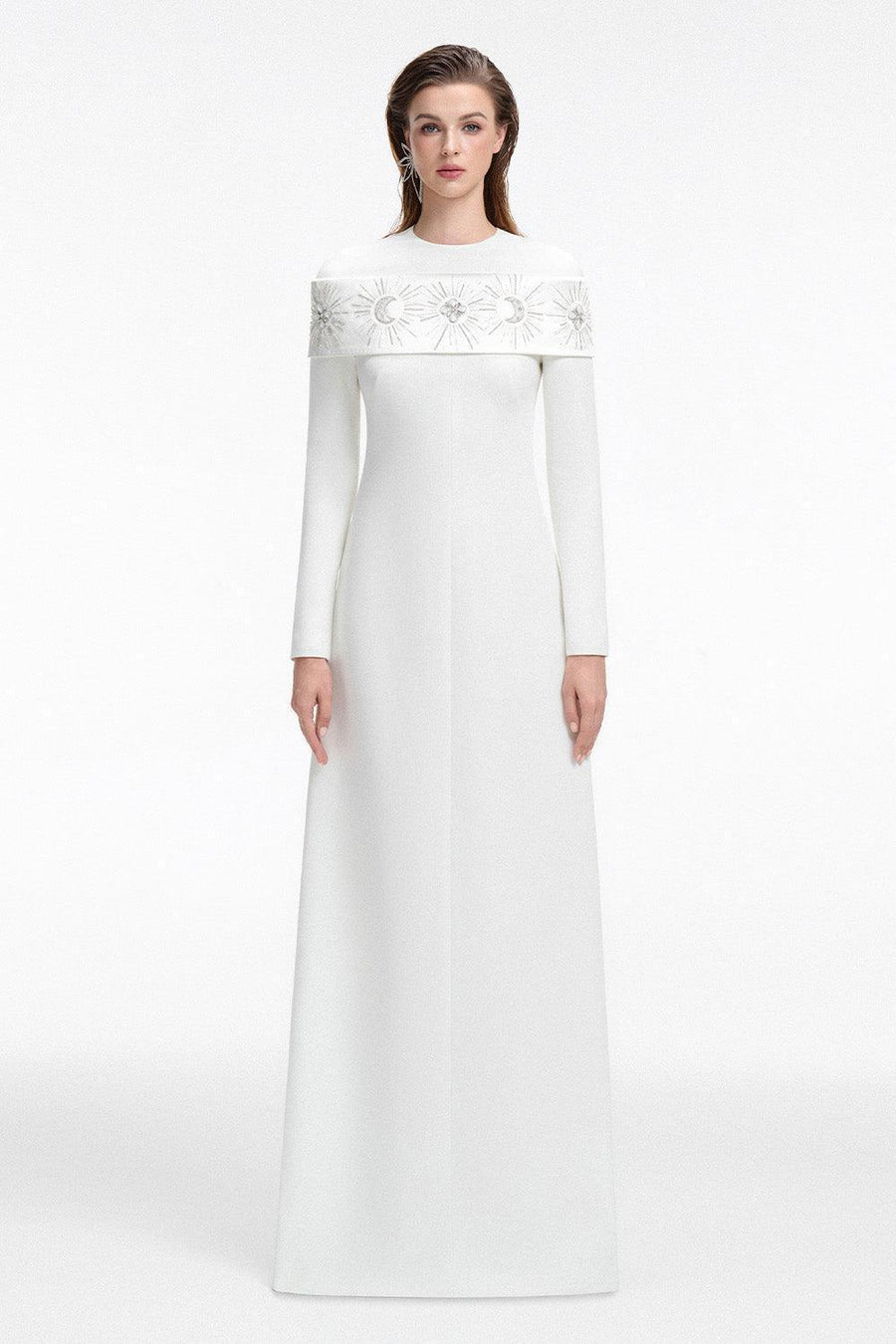 Laughter A-line Long Sleeved Crepe Floor Length Dress 5