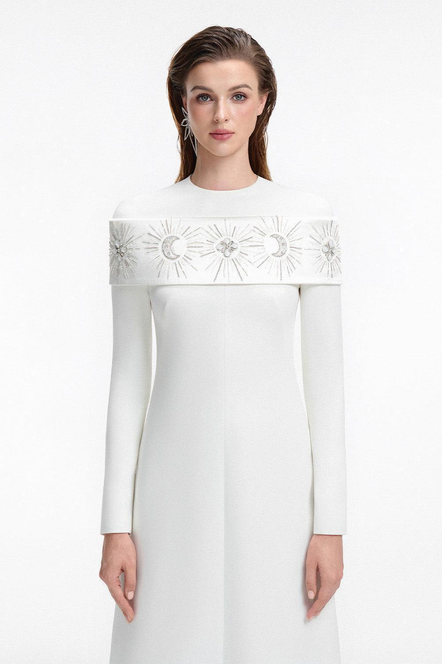 Laughter A-line Long Sleeved Crepe Floor Length Dress 7