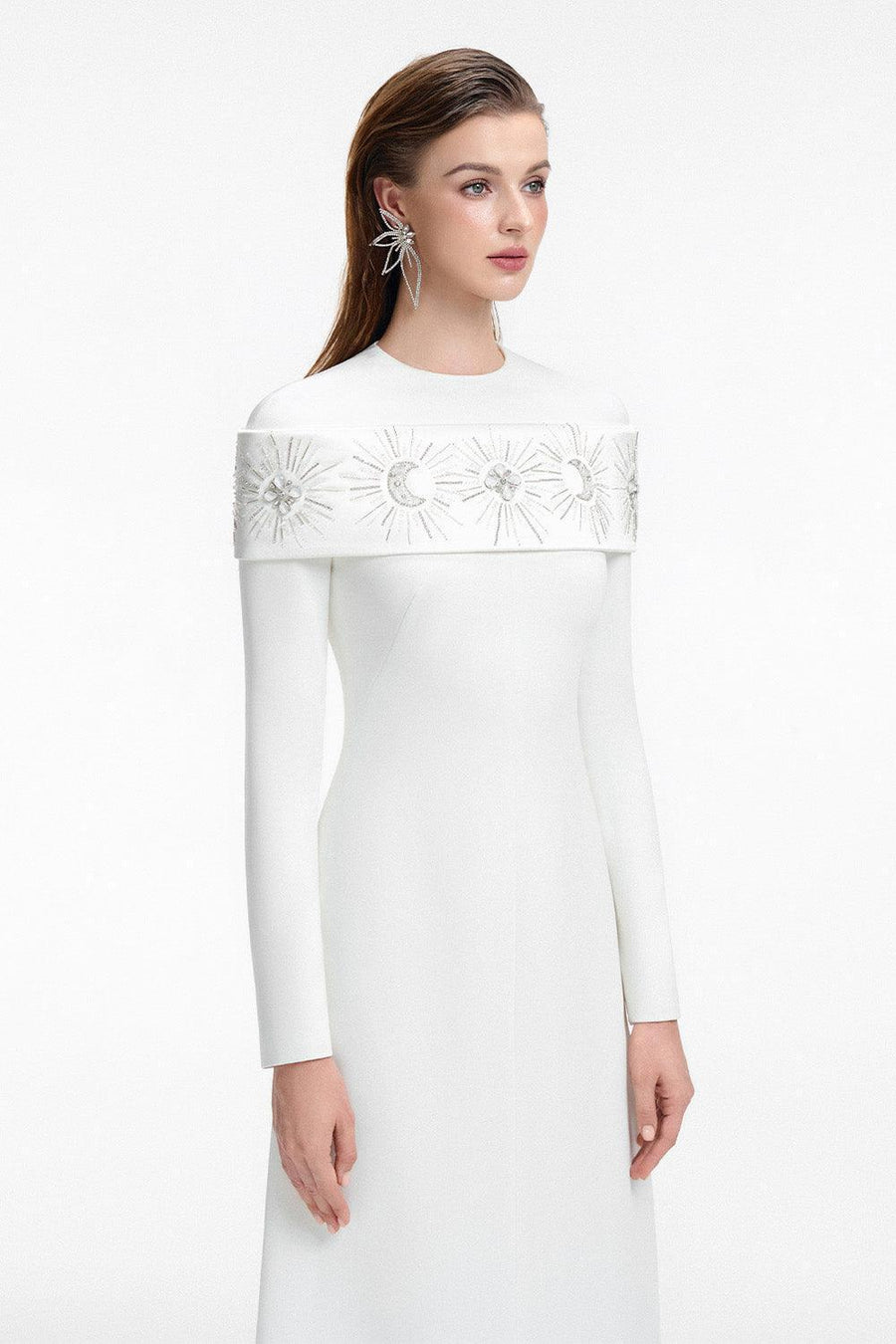 Laughter A-line Long Sleeved Crepe Floor Length Dress 8