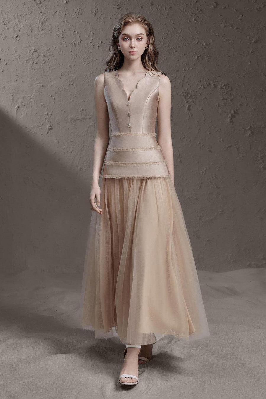 Laurence Drop Waist Sleeveless Tulle Maxi Dress Maxi Dress Delicate