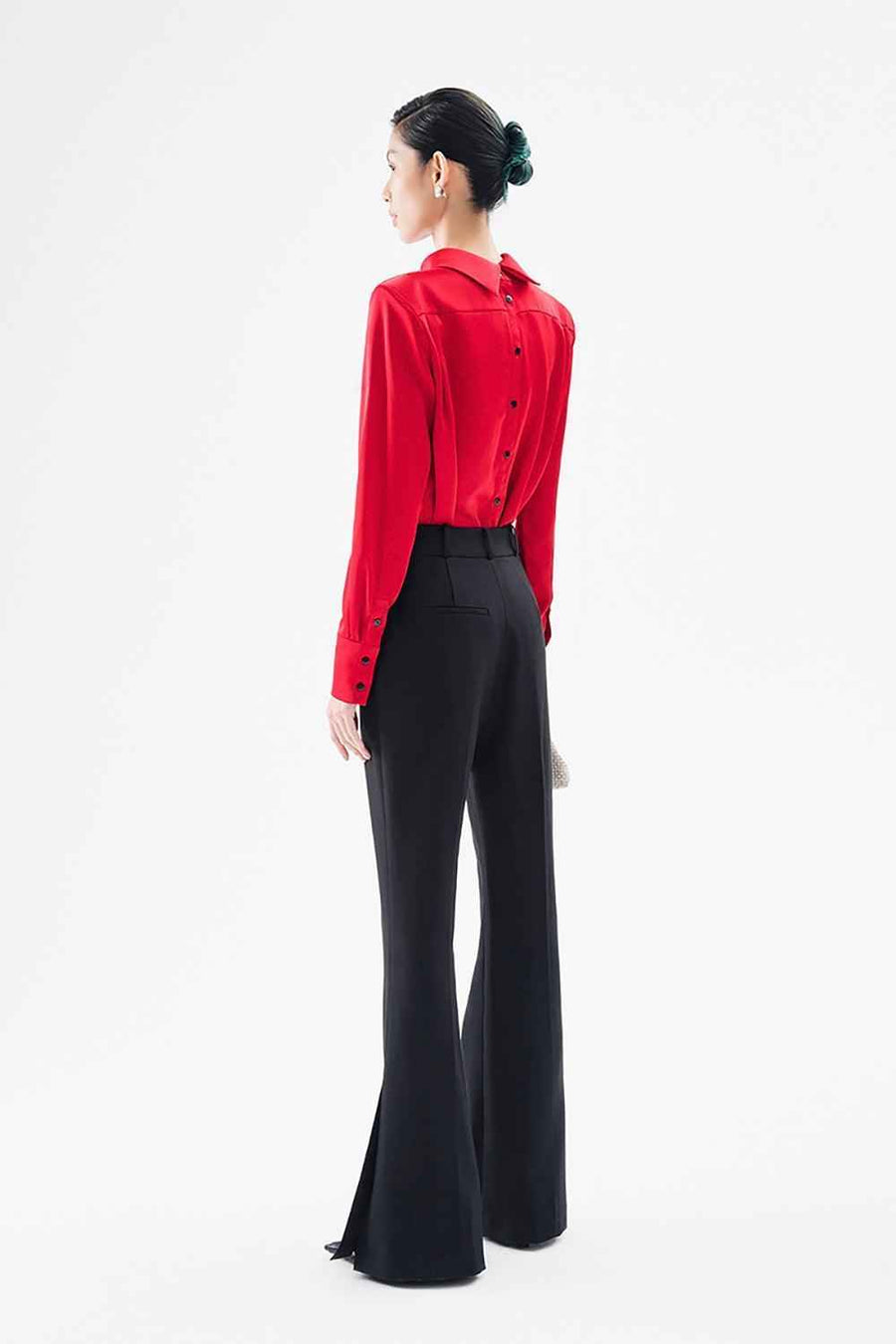 Lauriel Straight Cuff Sleeved Satin Shirt