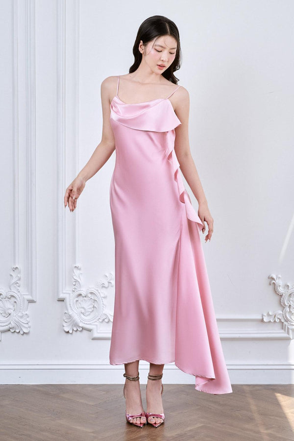 Lavena Slip Extended Flap Silk Midi Dress