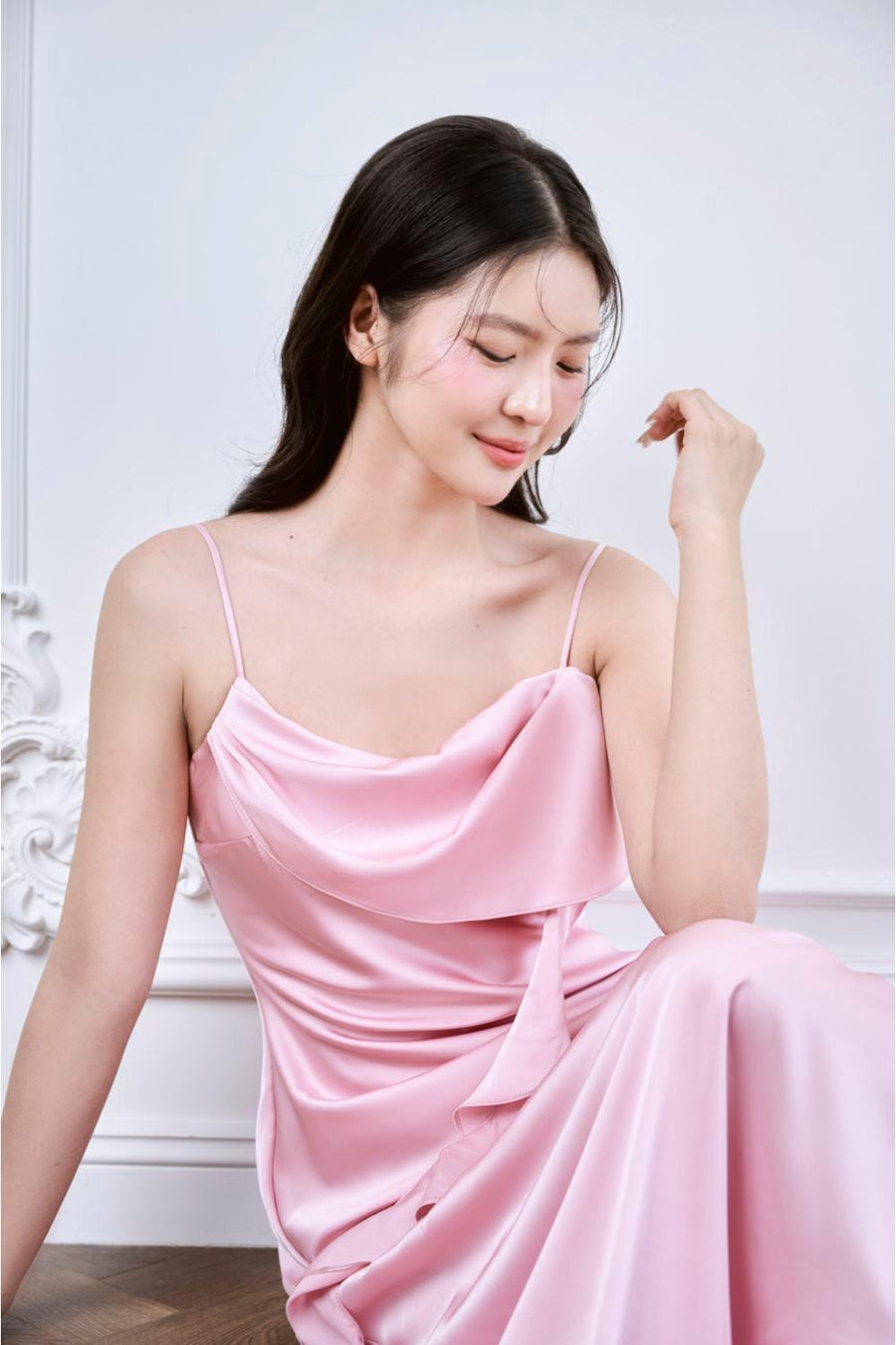 Lavena Slip Extended Flap Silk Midi Dress Midi Dress Larmes