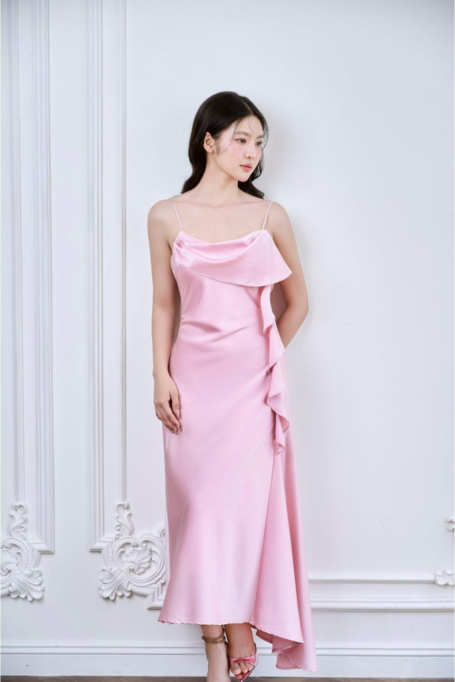 Lavena Slip Extended Flap Silk Midi Dress Midi Dress Larmes