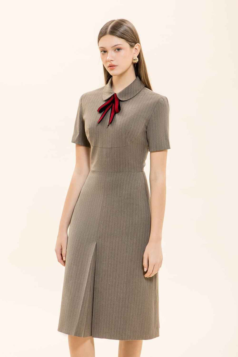 Lavinia A-line Short Sleeved Polyester Knee-length Dress