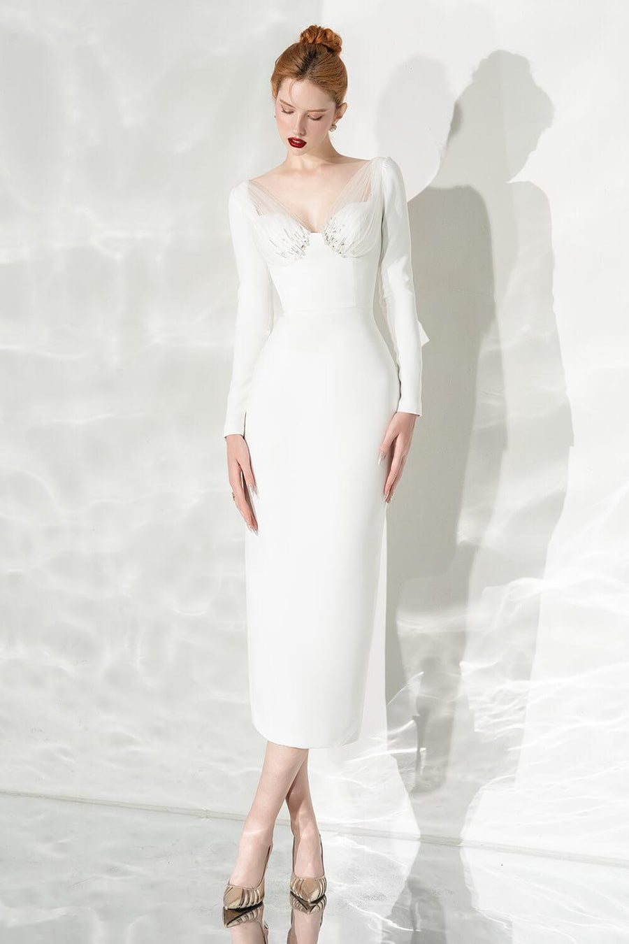 Lavish Sheath Long Sleeved Cotton Midi Dress Midi Dress Calista de Minh Thanh
