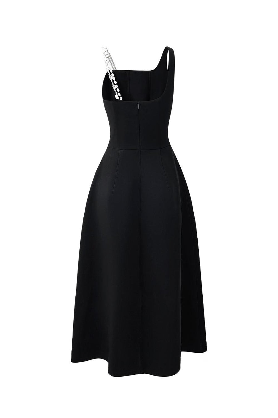 Lester A-line Asymmetric Neck Crepe Below The Knee Dress Knee Length Dress CEM