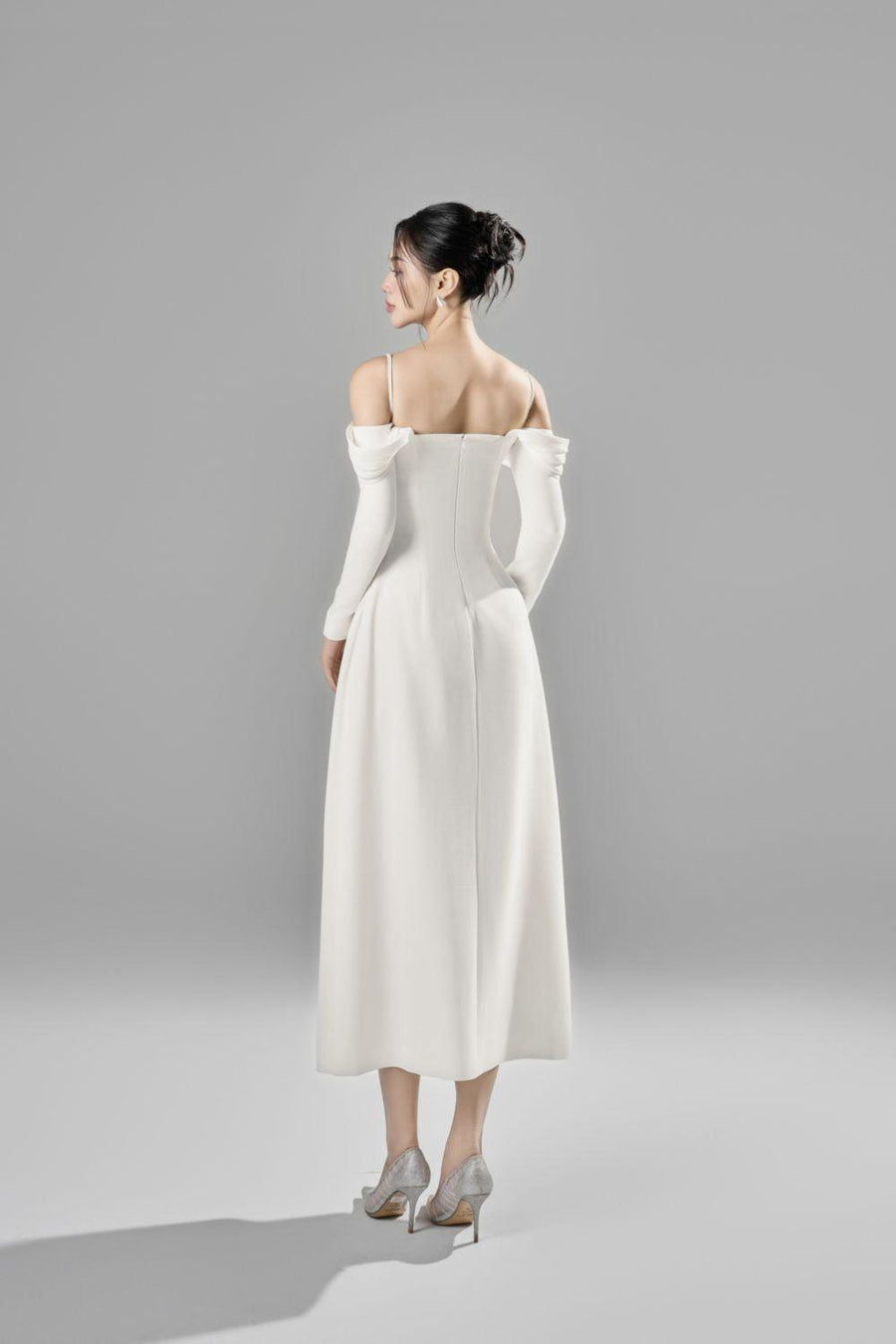 Letty A-line Cold Shoulder Sleeved Toothpick Spandex Midi Dress 4
