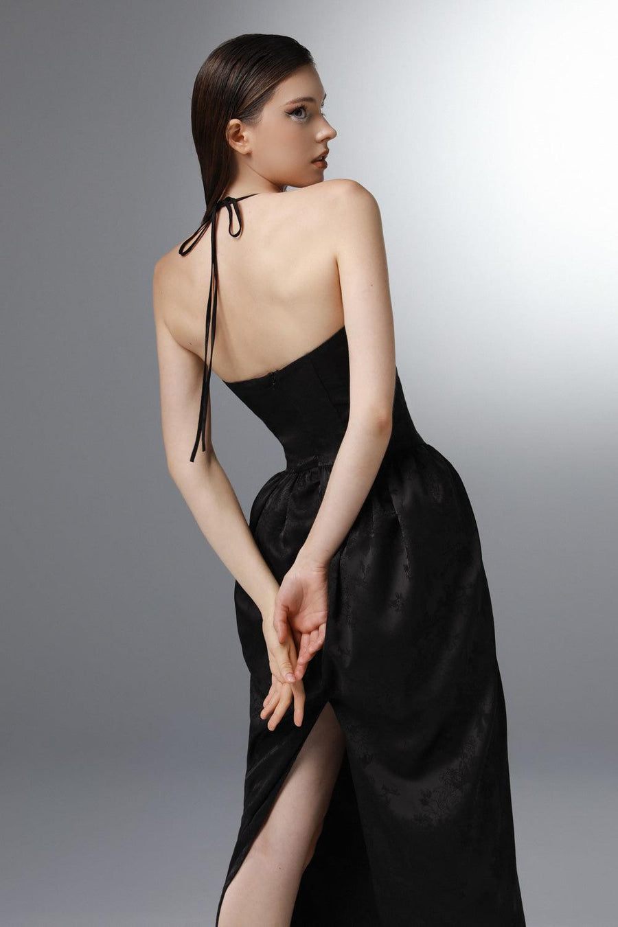 Levity Pegged Round Neck Silk Ankle Length Dress 3