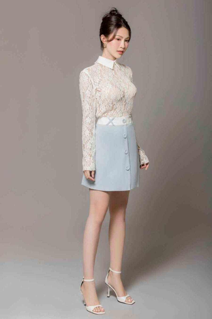 Lexie Straight Collared Neck Cotton Lace Top
