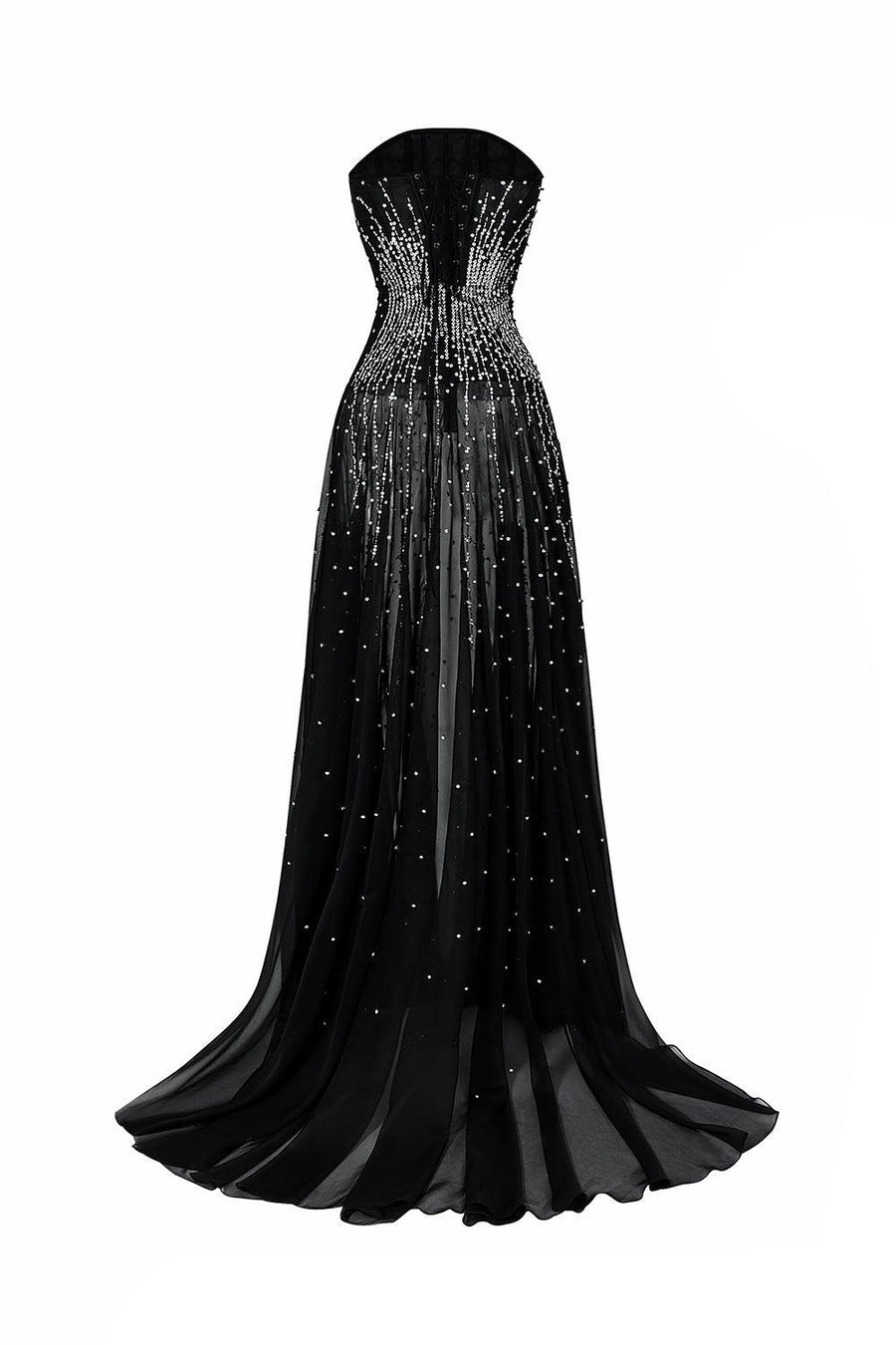 Leyla Strapless Stone Organza Voile Floor Length Dress Gown Dress CEM