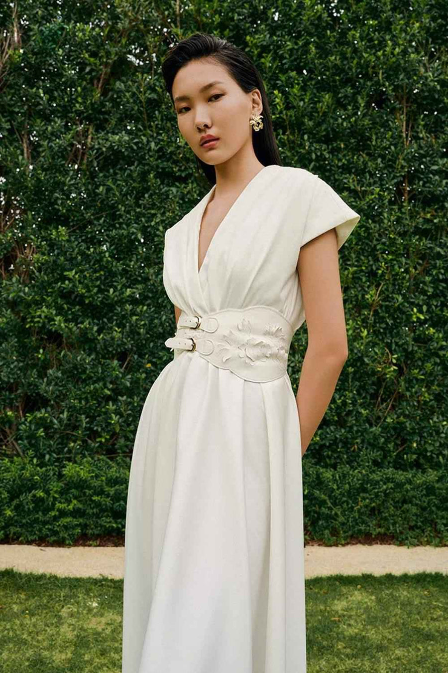 Lidies Fit and Flare Cap Sleeved Cotton Calf Length Dress