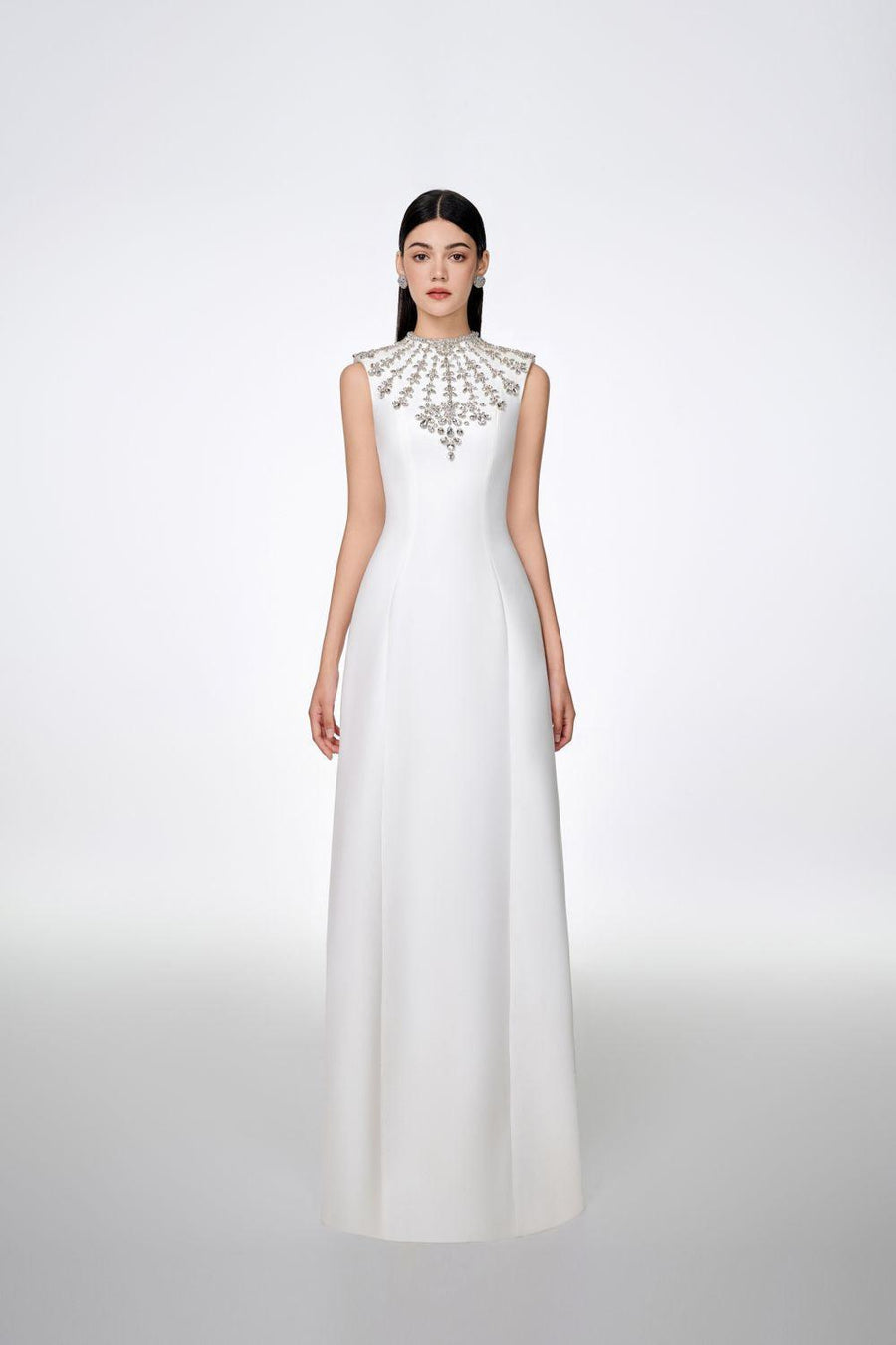 Liliana Bodycon Sleeveless Crepe Floor Length Dress 10
