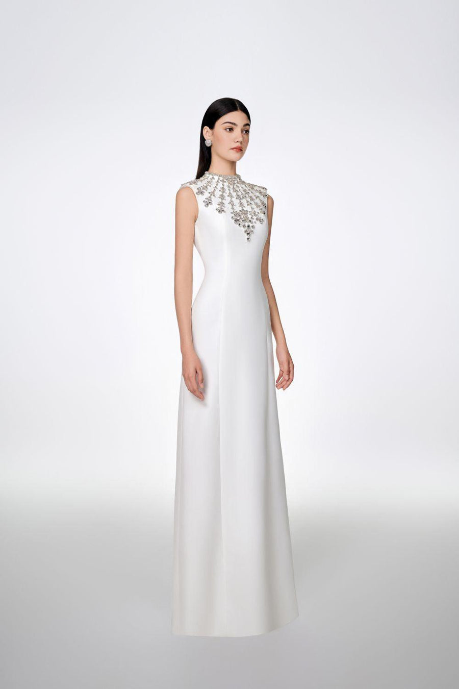 Liliana Bodycon Sleeveless Crepe Floor Length Dress 12