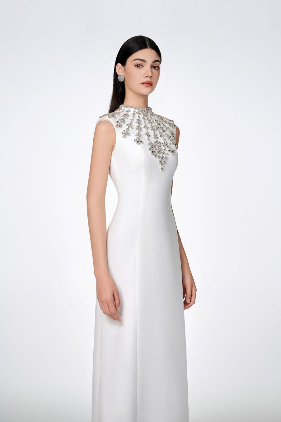 Liliana Bodycon Sleeveless Crepe Floor Length Dress 13
