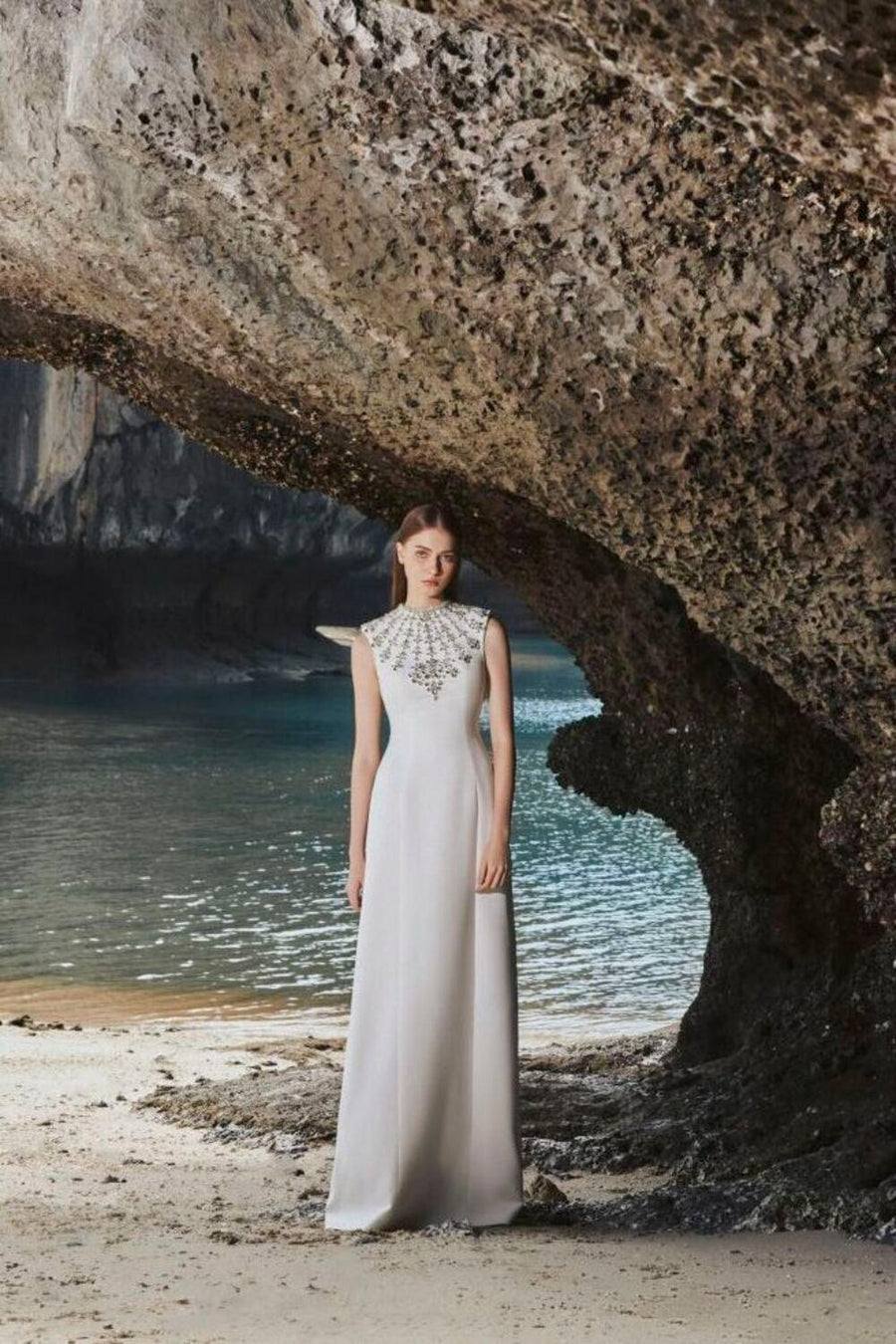 Liliana Bodycon Sleeveless Crepe Floor Length Dress 8