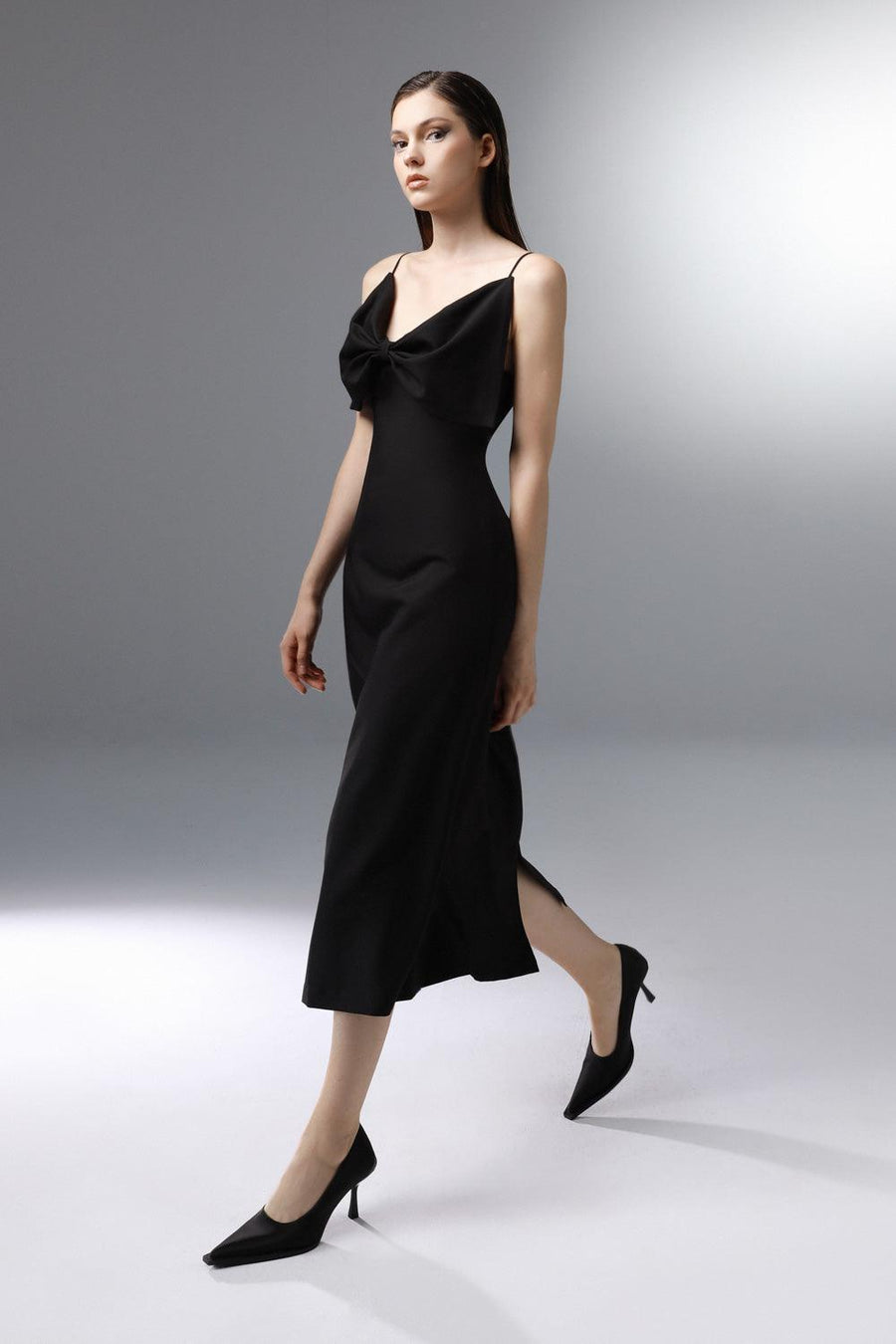 Lilibet A-line Bow Wool Cotton Calf Length Dress 4